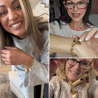 Pulsera gruesa con corazón | Oro