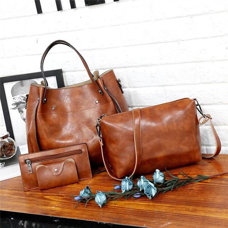 Riley - Conjunto de 4 bolsos vintage de cuero suave
