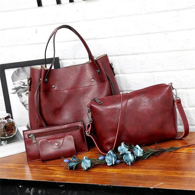 Riley - Conjunto de 4 bolsos vintage de cuero suave