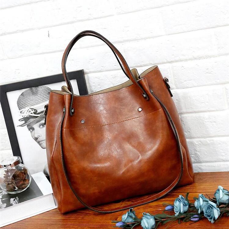 Riley - Conjunto de 4 bolsos vintage de cuero suave