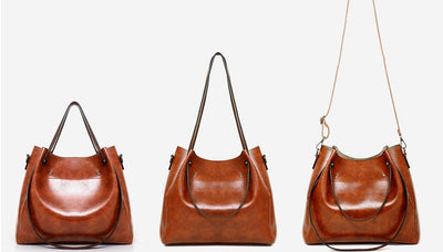 Riley - Conjunto de 4 bolsos vintage de cuero suave