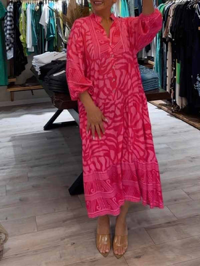 Vestido holgado estampado con cuello en V de Finella™