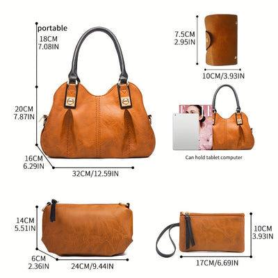 Zoe - Conjunto de 4 bolsos vintage de cuero
