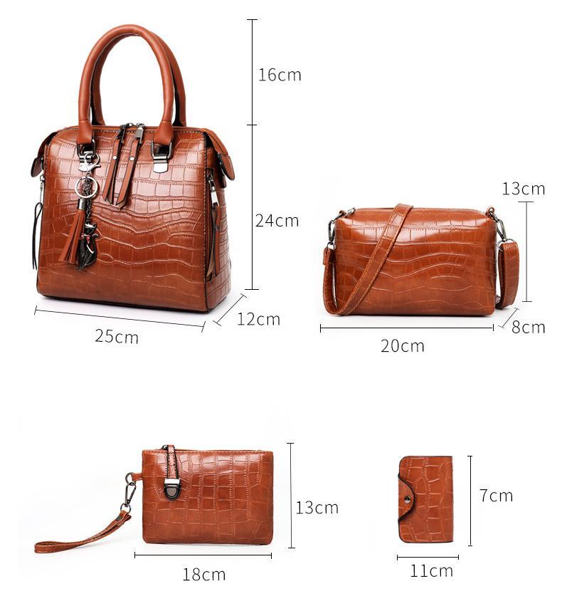 Evelyn - Conjunto de 4 bolsos de cuero Everyday Elegance