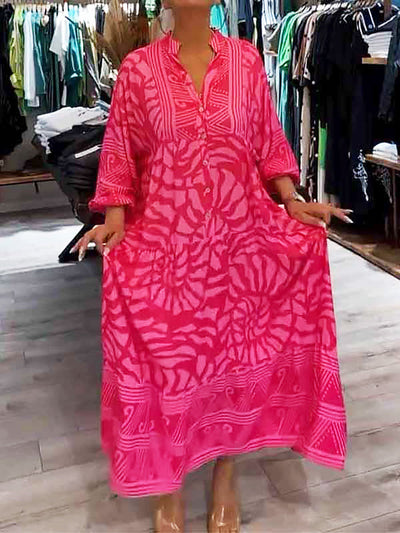 Vestido holgado estampado con cuello en V de Finella™