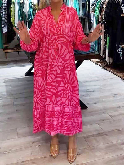 Vestido holgado estampado con cuello en V de Finella™