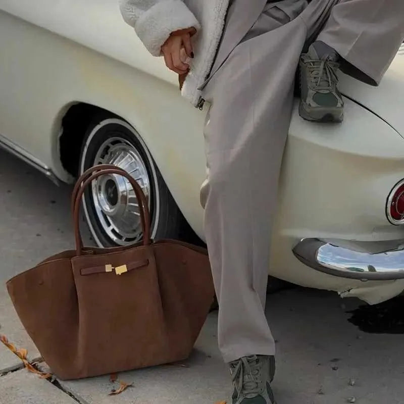 Agnes - Bolso clásico vintage de piel de ante