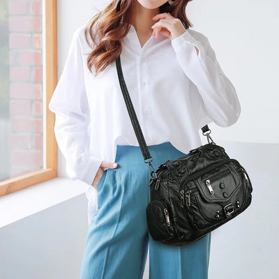 Laura - Bolso bandolera clásico de piel vintage