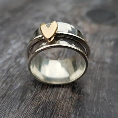 Mely - Anillo de plata con corazón dorado