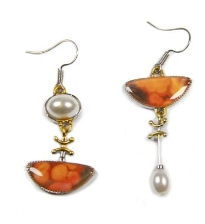Pendientes de piedra naranja natural