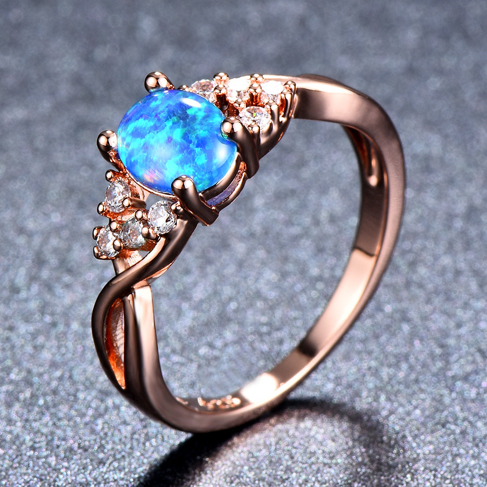 Anillo azul Sylva Moonhart | Oro rosa
