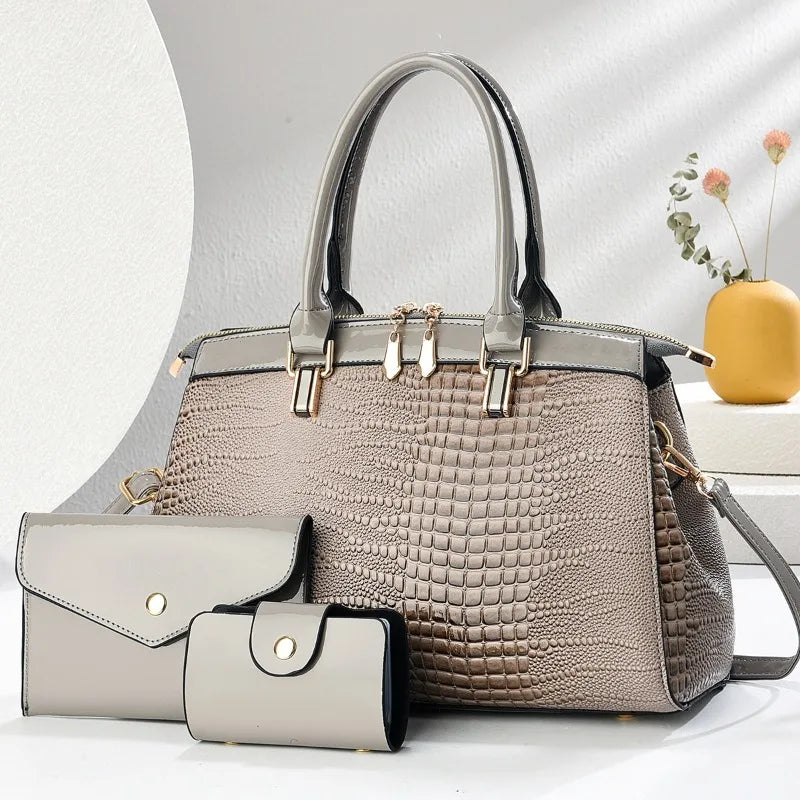 Lily - Elegante conjunto de 3 bolsos de cuero retro