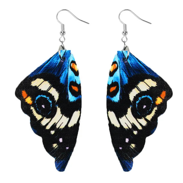 Pendientes vintage de alas de mariposa exóticas