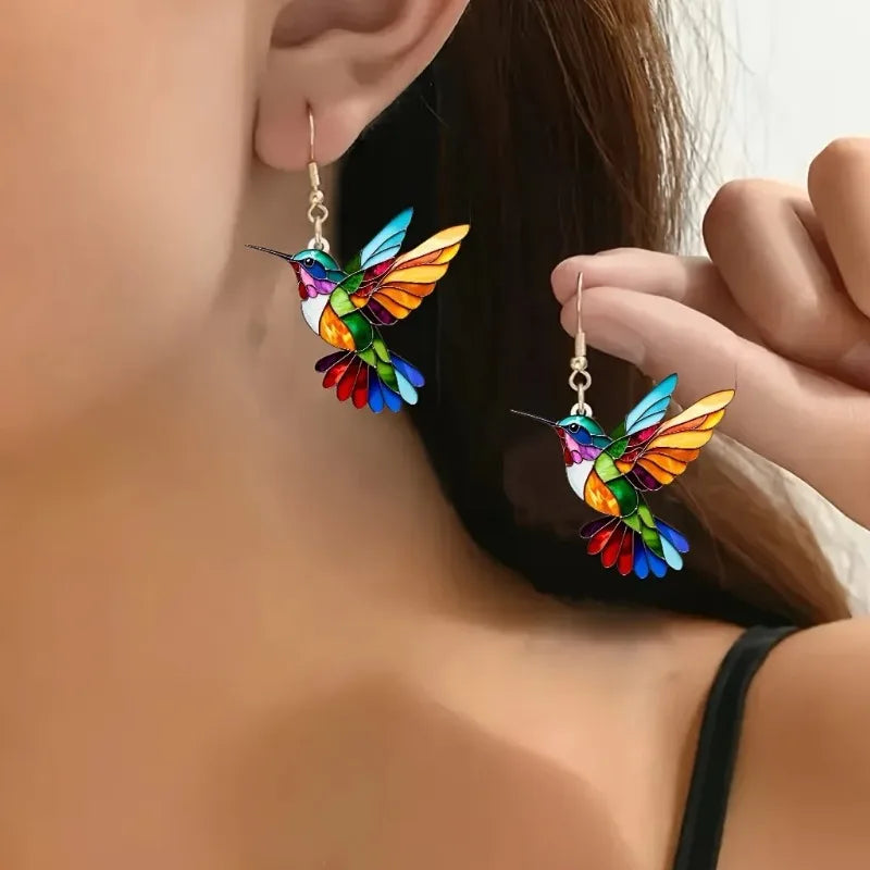Pendientes colgantes de colibrí acrílico