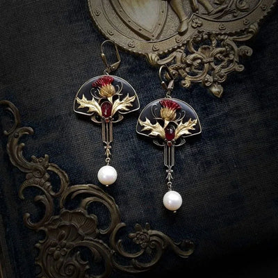 Pendientes vintage de perlas rojas 