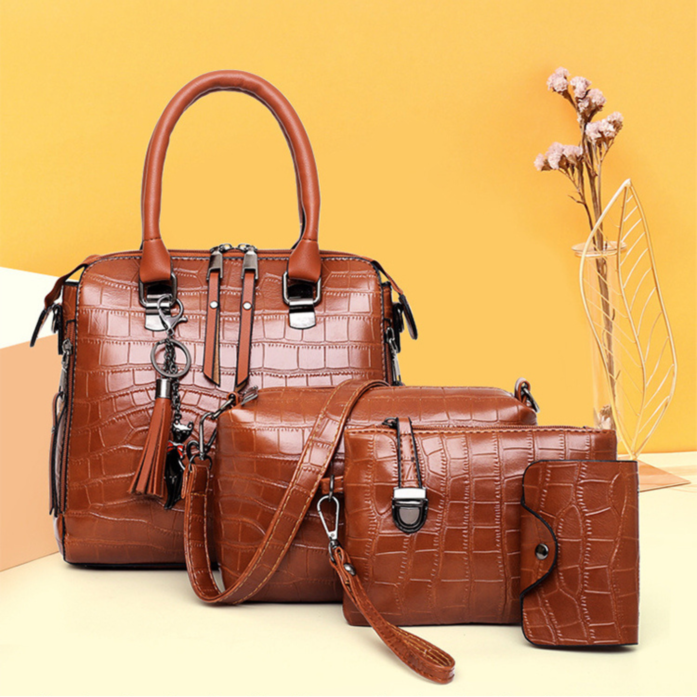 Evelyn - Conjunto de 4 bolsos de cuero Everyday Elegance