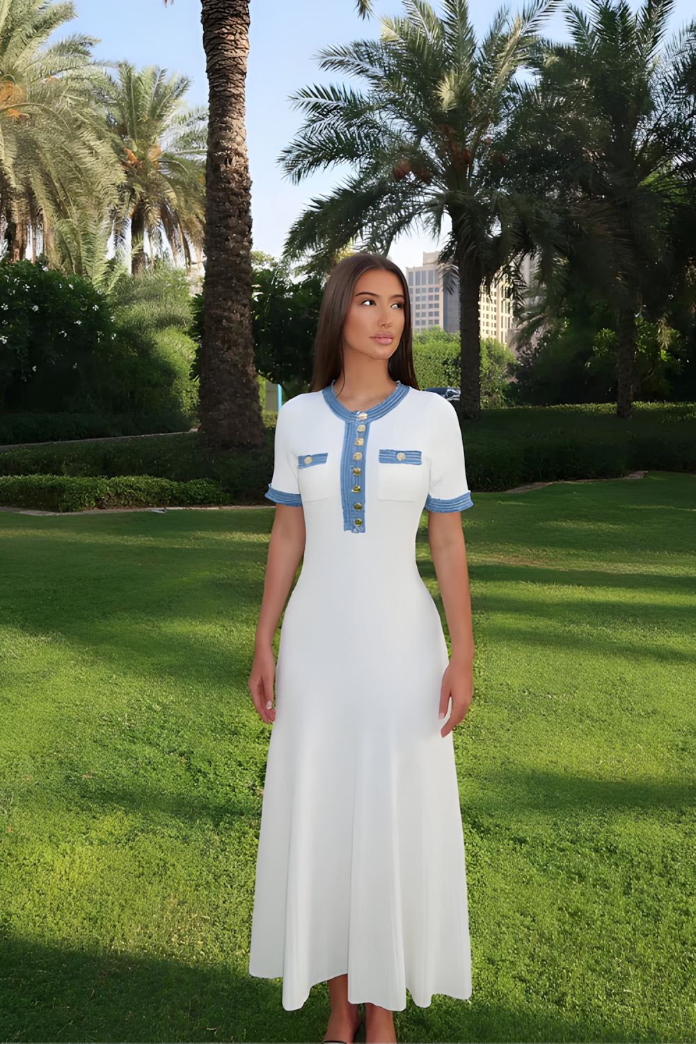 Vestido de punto y mezclilla Ellie™