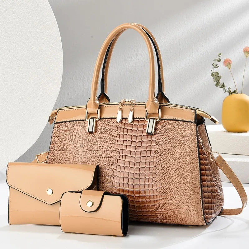 Lily - Elegante conjunto de 3 bolsos de cuero retro