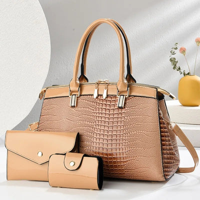 Lily - Elegante conjunto de 3 bolsos de cuero retro