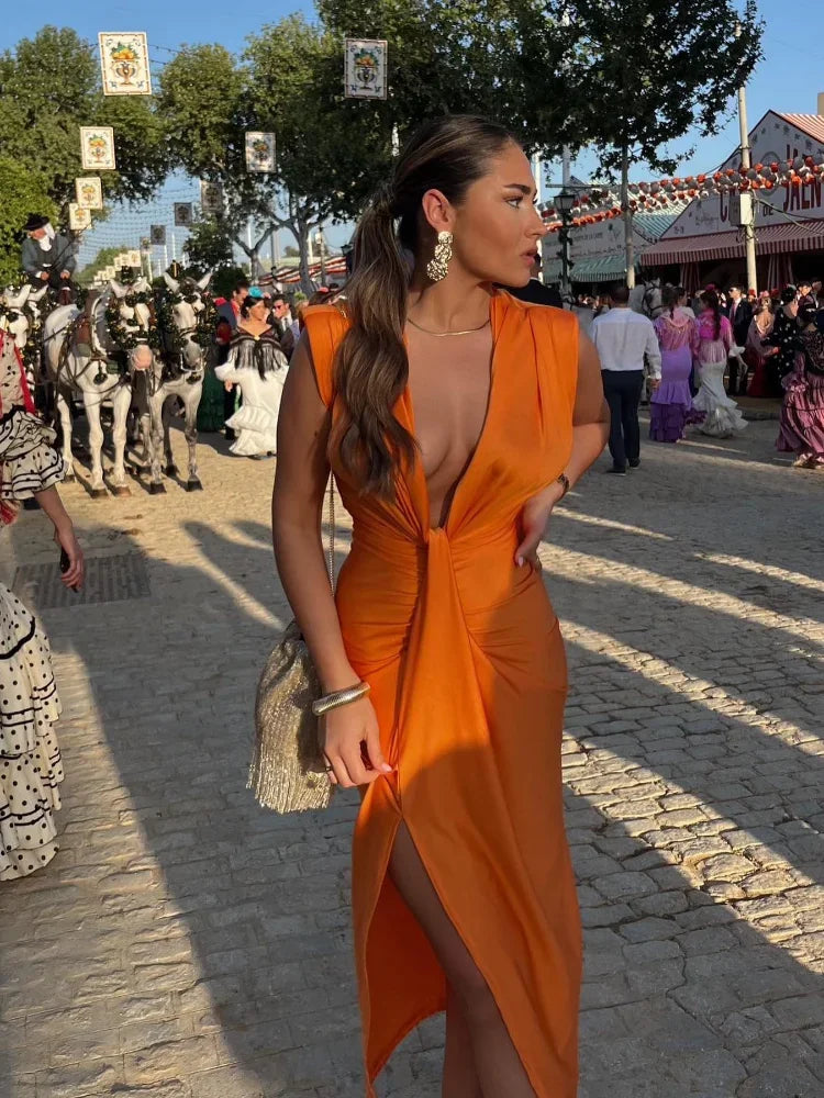 Vestido de fiesta Katida™ con escote en V profundo