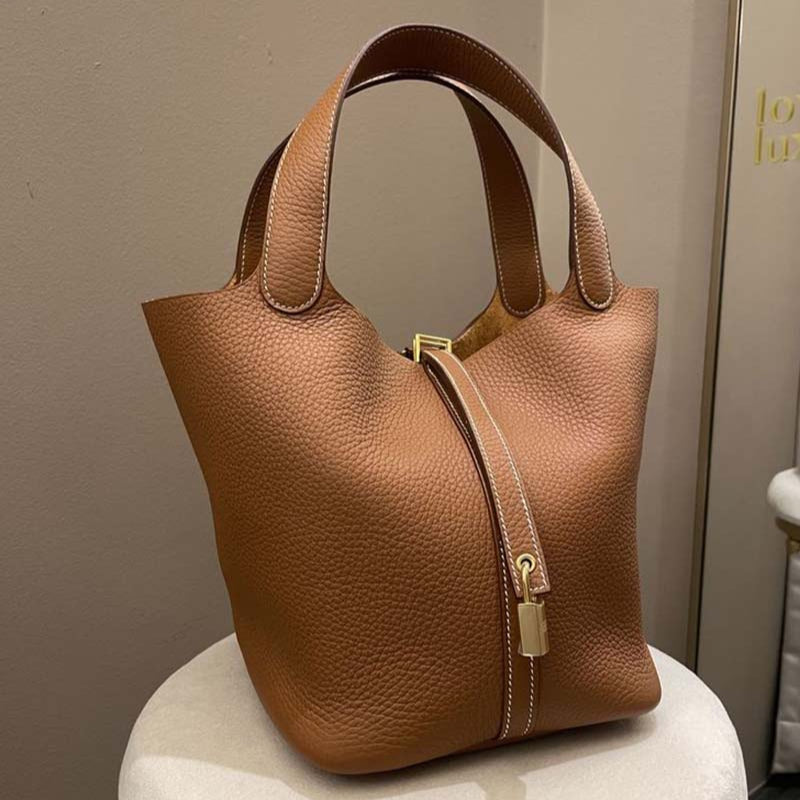 Gertrude - Bolso de cuero estilo cubo, duradero y elegante