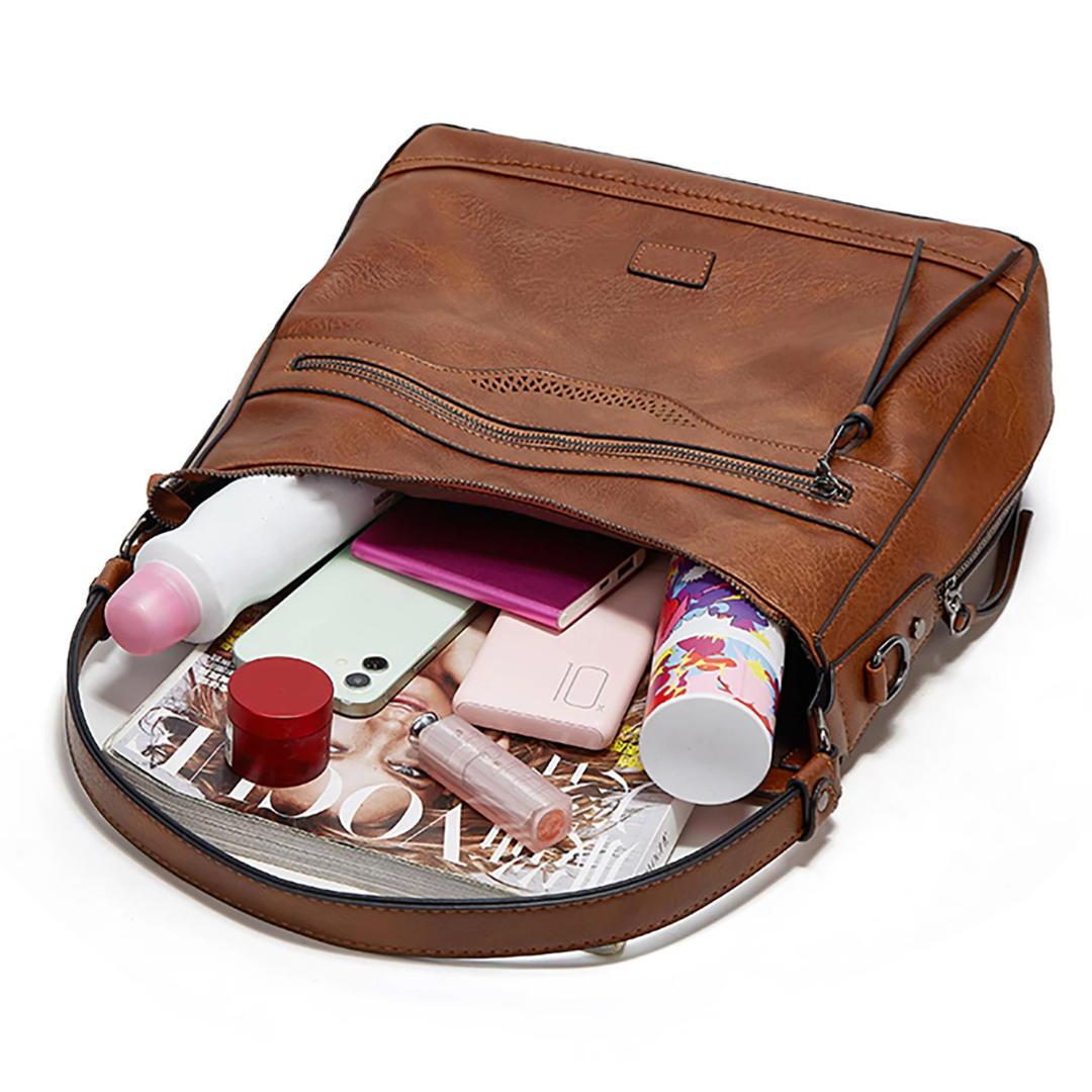 Janice - Bolso de hombro de piel con dije vintage