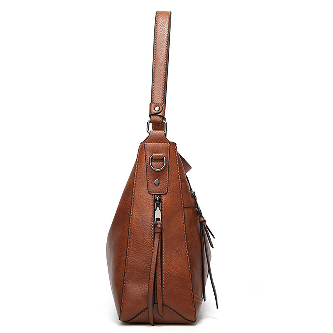 Janice - Bolso de hombro de piel con dije vintage