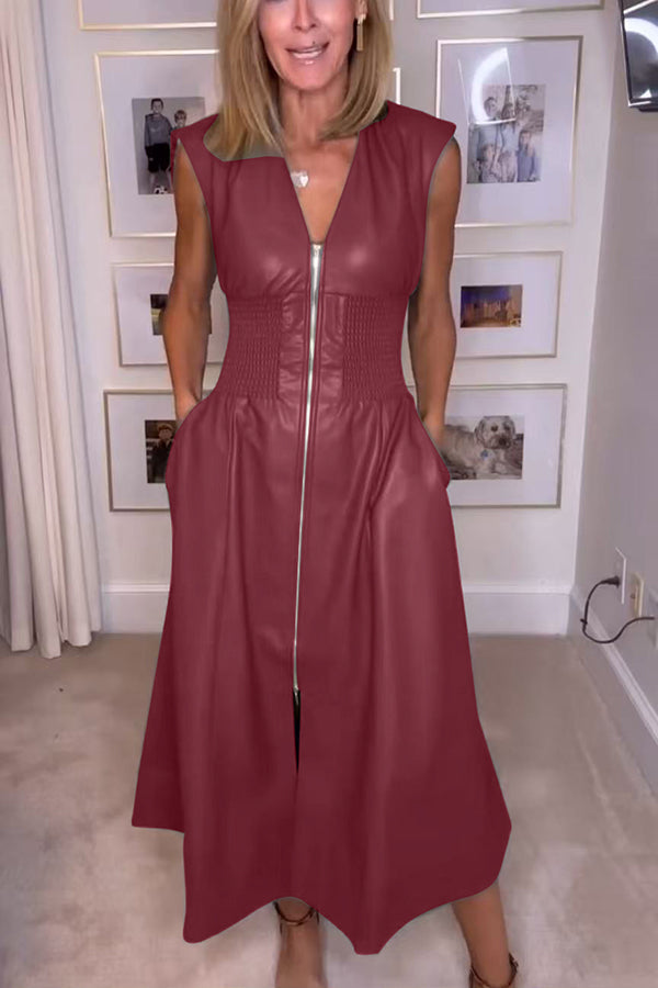 Vestido midi elegante de piel sintética Lorelei™