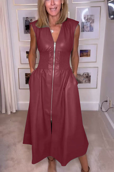 Vestido midi elegante de piel sintética Lorelei™