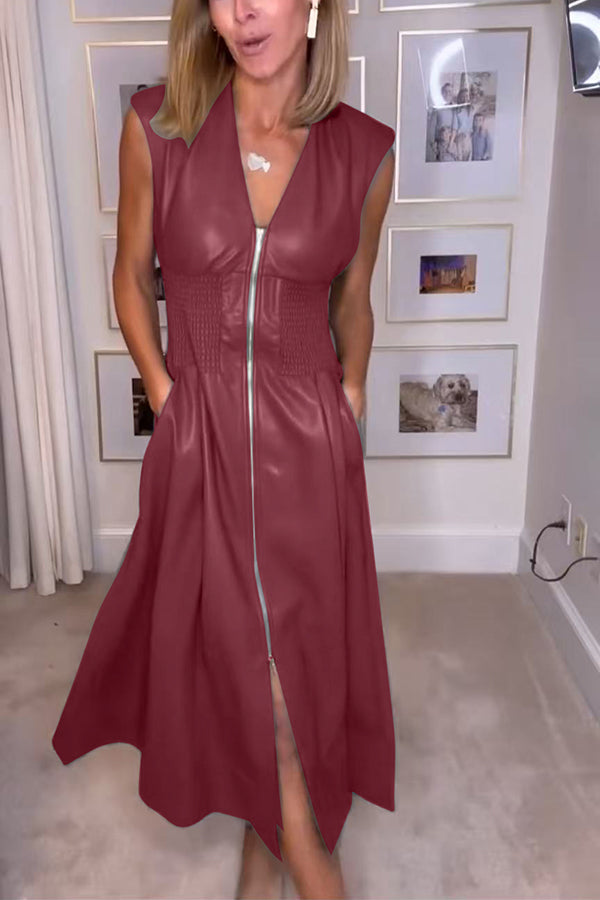 Vestido midi elegante de piel sintética Lorelei™