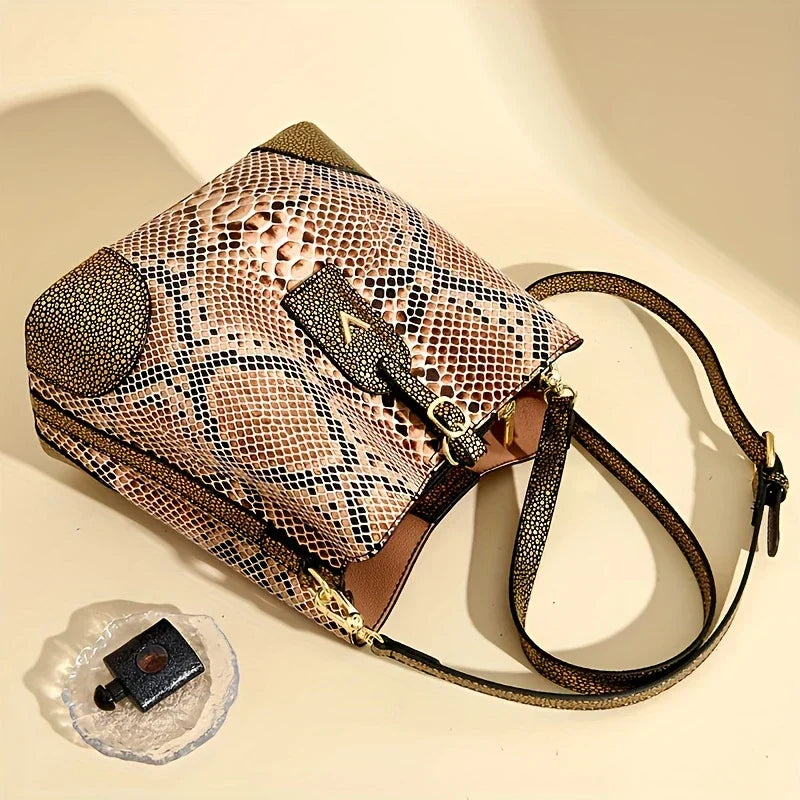 Addison - Elegante bolso de cuero tipo cubo