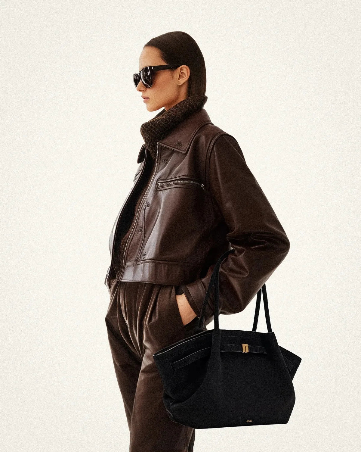 Agnes - Bolso clásico vintage de piel de ante