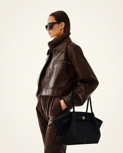 Agnes - Bolso clásico vintage de piel de ante