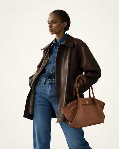 Agnes - Bolso clásico vintage de piel de ante