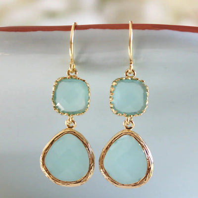 Pendientes vintage de piedra lunar turquesa