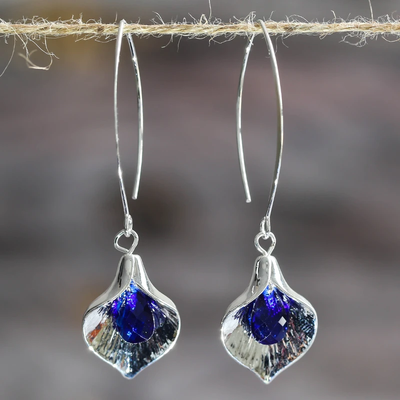 Pendientes de piedra azul en plata