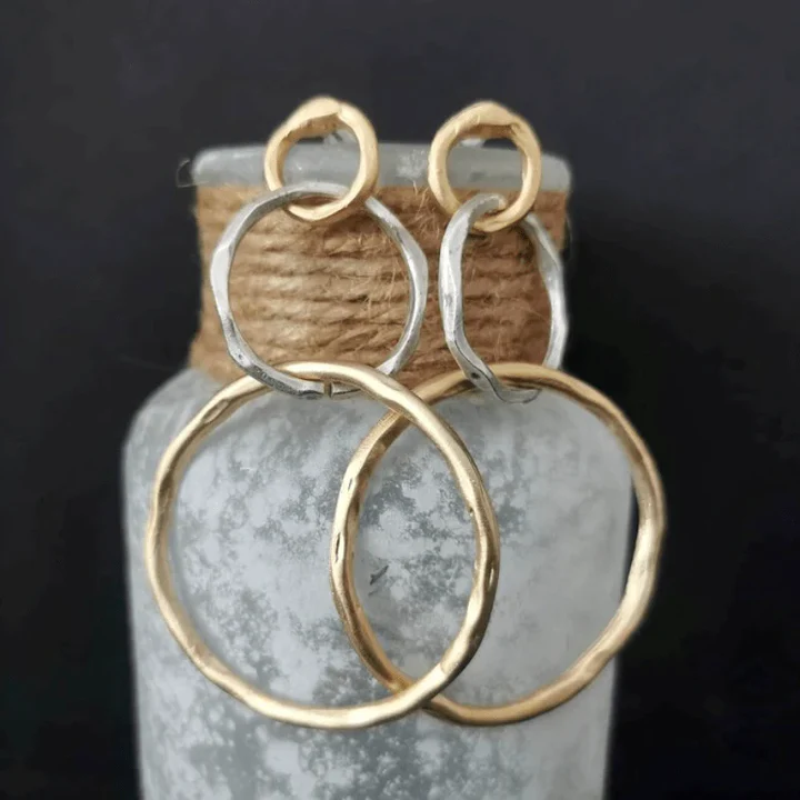 Pendientes de aro vintage de oro y plata