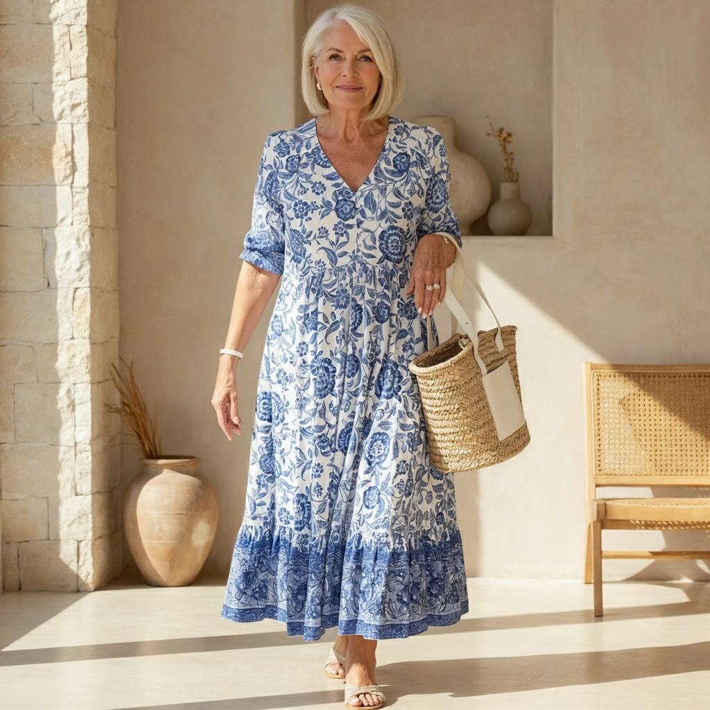 Vestido elegante floral con escote en V Danna™