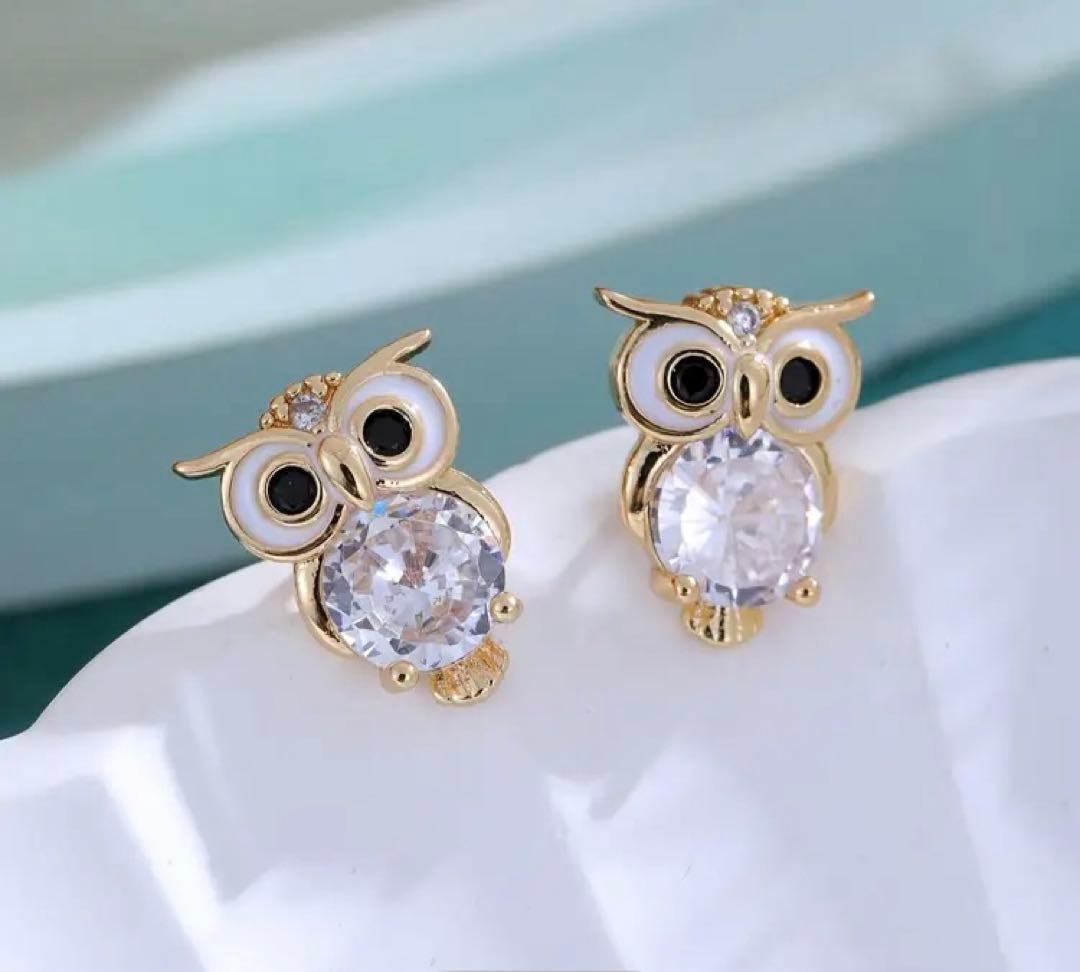 Pendientes de búho de cristal vintage