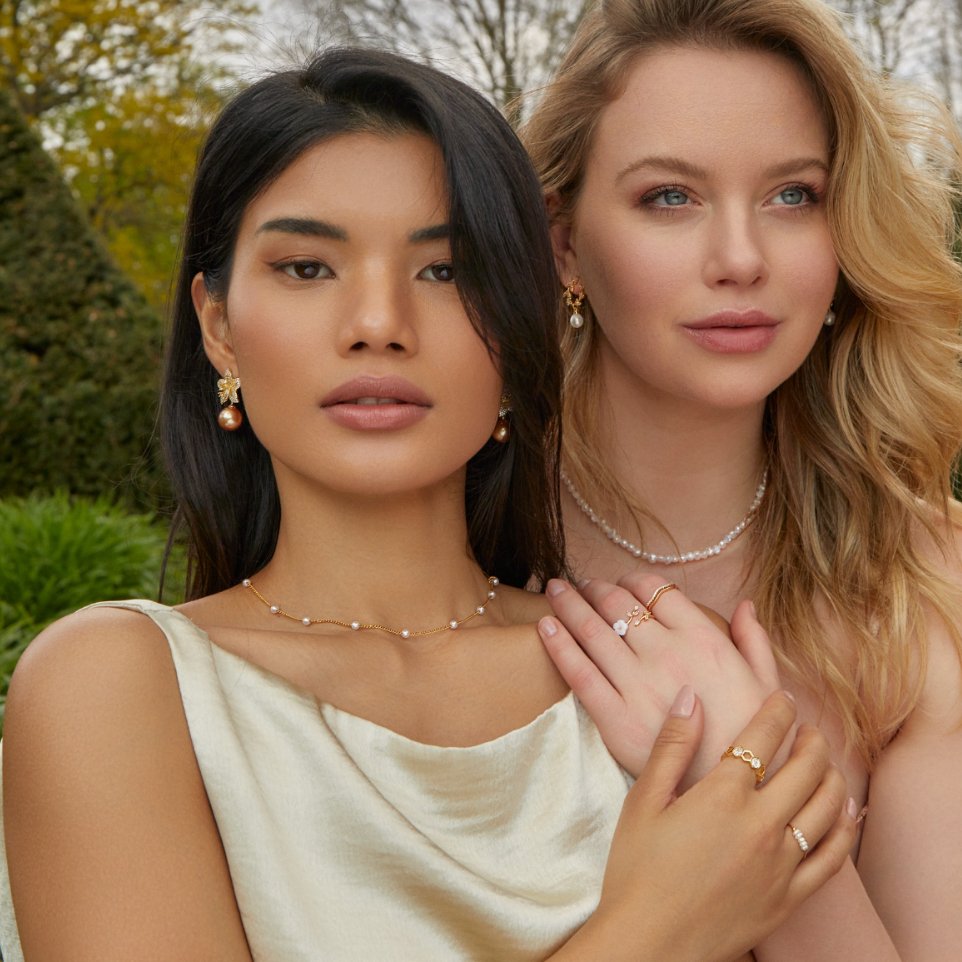 Collar de perlas de oro puro