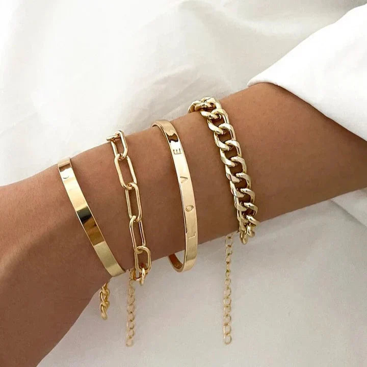 Conjunto de pulseras Elan Mercer | Oro blanco