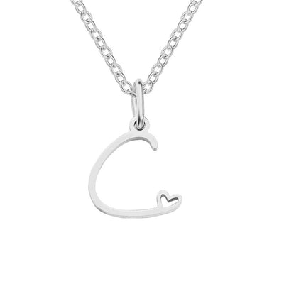 Collar de corazón con letras de plata