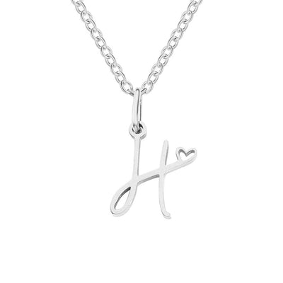 Collar de corazón con letras de plata