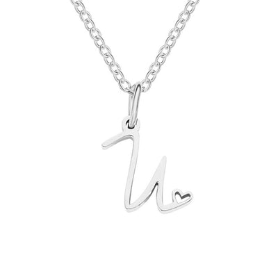 Collar de corazón con letras de plata