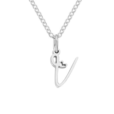 Collar de corazón con letras de plata